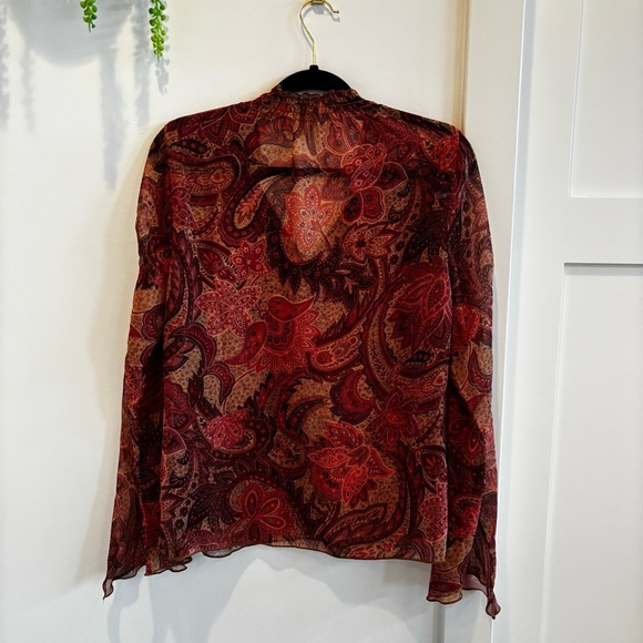 Daytrip Vintage 90's Made in USA Fairy Paisley Bell Sleeve Flowy Women's Top L - Picture 8 of 10